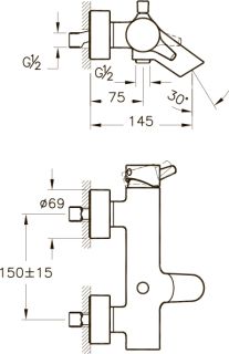 Смеситель VitrA Nest Trendy A42242EXP для ванны и душа